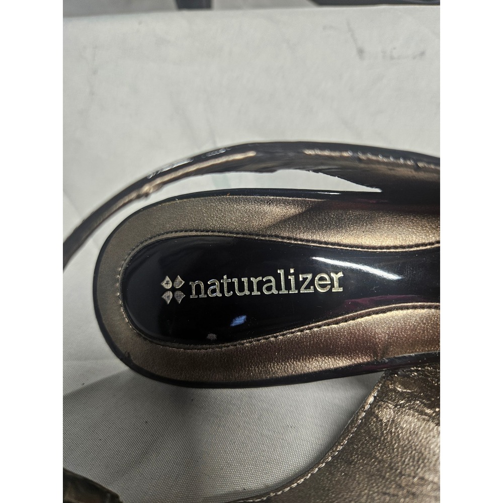 Naturalizer Question Black Patent Slingback Heels Womens 8.5 M Pointed Toe Pump - Picture 6 of 7